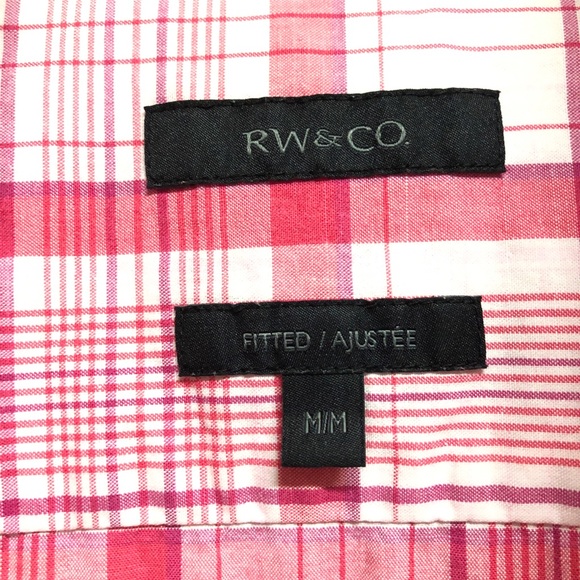 RW & Co. Fitted Long Sleeve Checkered Shirt, Size M - Picture 5 of 10